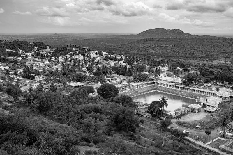 Valuing groundwater for cultural services - The temple town of Melkote in Mandya district, Karnataka, with the large sacred tank called Yoga Narasimha Swamy Kulam on the right